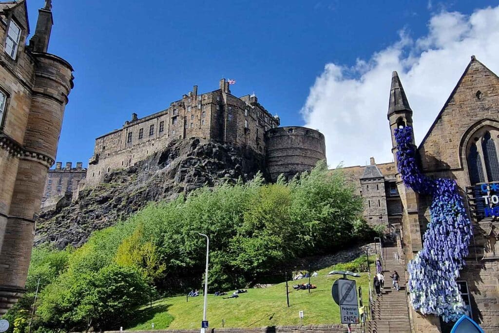 Edinburgh Castle seen from Grassmarket