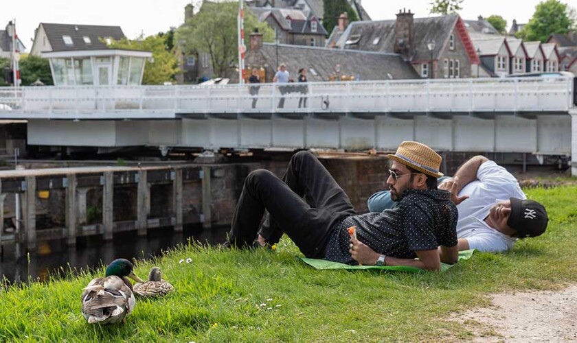 Resting beside the canals of Fort Augustus during the tour