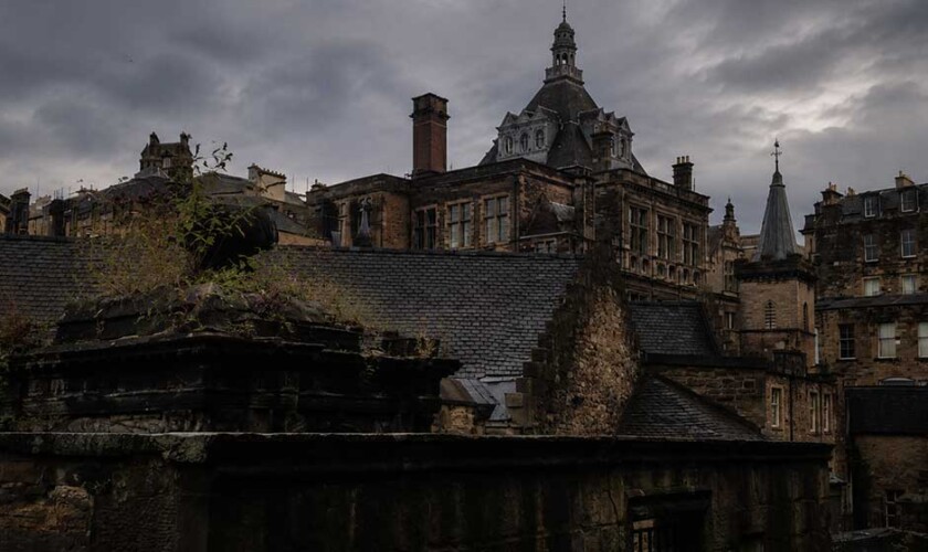 view from the cemetery to Edinburgh's Old Town