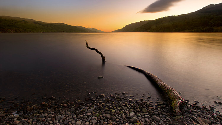 Loch Ness Shore at the sunset